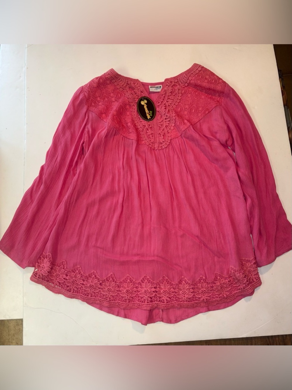 Shoreline Women's Fusia Pink Blouse Size L/XL - Style 18.134-R Boho Chic NWT